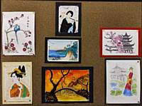Paintings produced by group members for the September Theme of the Month - Japanese